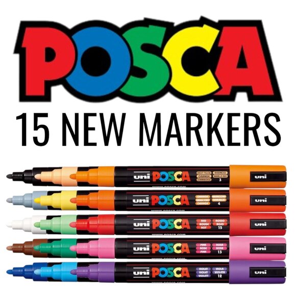 NEW 15 POSCA Paint Markers 5M Medium Tip Acrylic Paint Pens Art Supplies PC-5M 1 - Picture 1 of 16